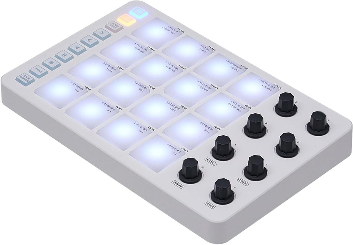 MIDI Controller - Drumpad Controller - Muziek Maken - 16 RGB Aanslaggevoelige Pads - 227 x 147 mm - Zwart