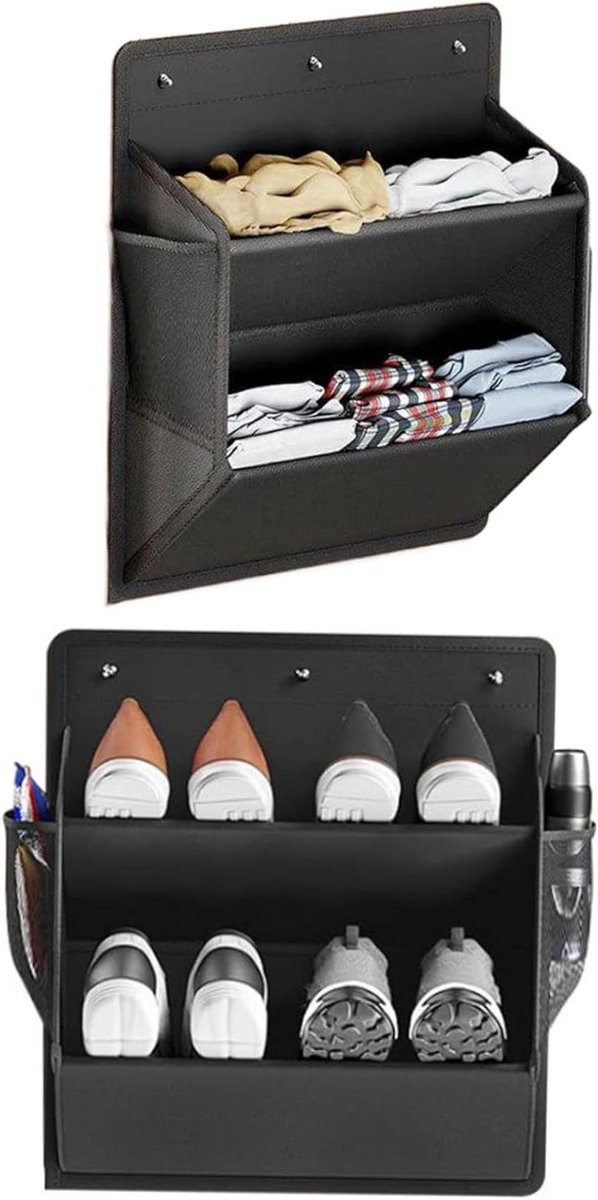 Schoenenorganizer Deur - Schoenenrek Hangend - Ruimte Besparen - Met Mesh Zakken - 2 Stuks - Zwart