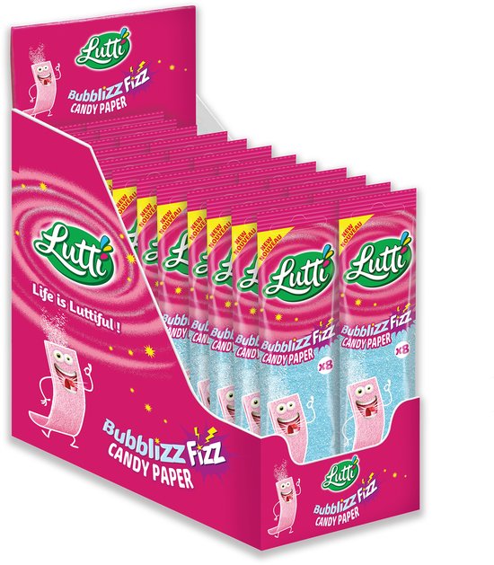 Lutti Bubblizz Fizz Paper Candy - snoeppapier - 24 pakjes van 15g