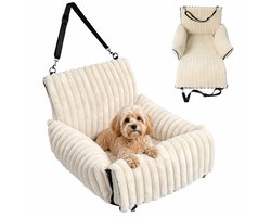 hondenautostoel - beige - 48x38x48 cm - met gordelbevestiging