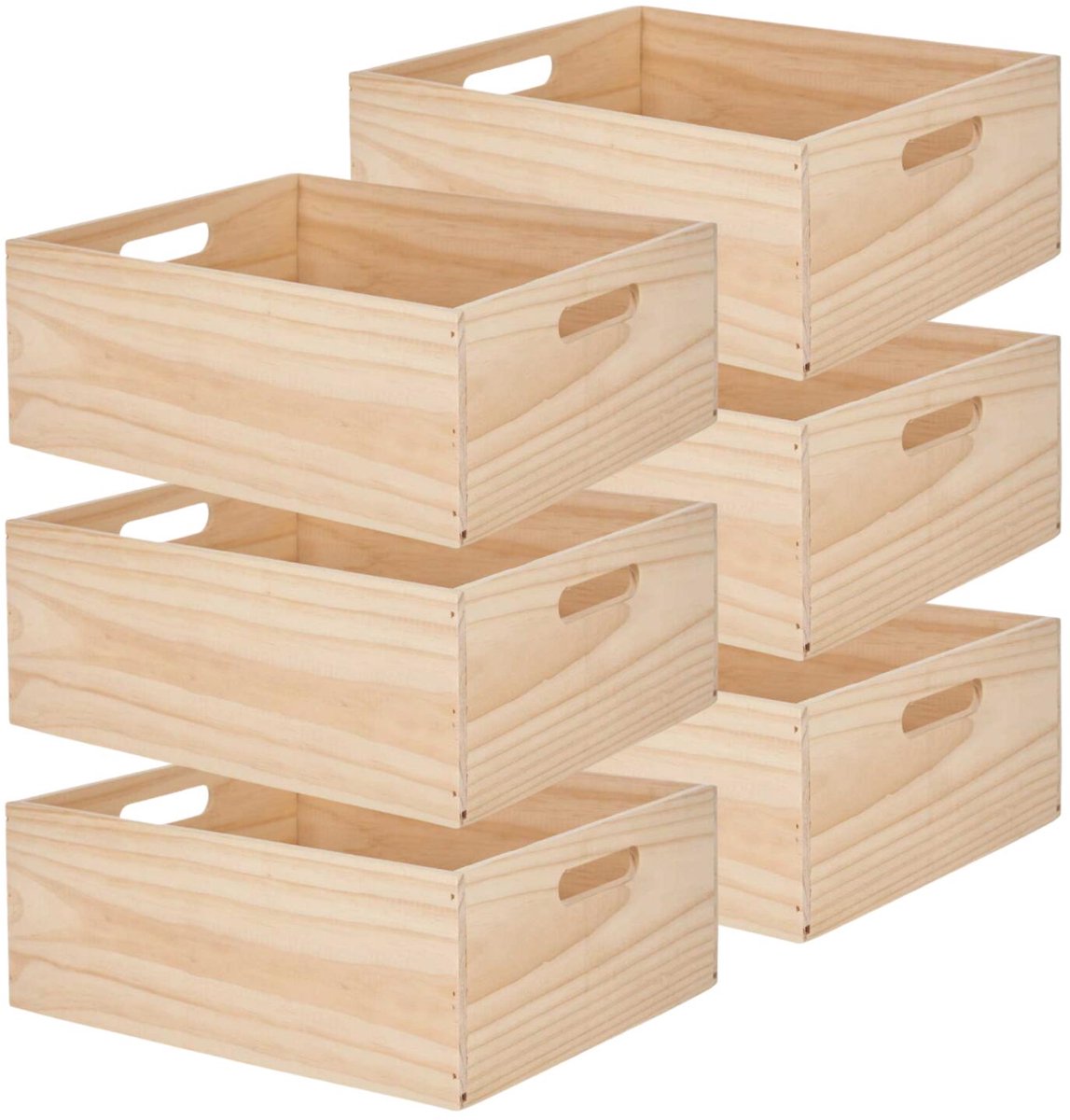 Giftdecor opbergkist Praag - 6x - 46 x 31 x 14 cm - hout - natuurlijke look