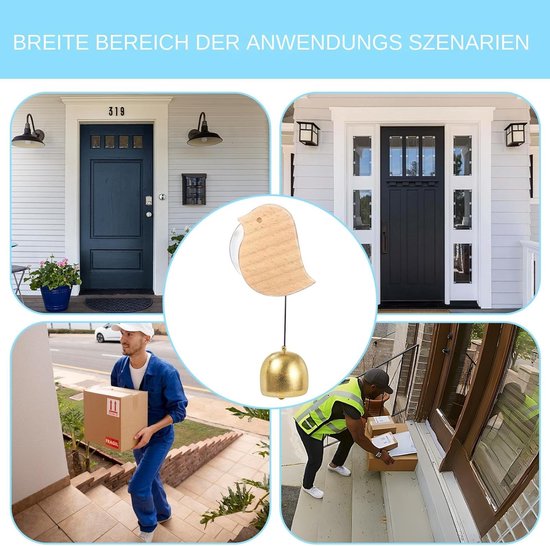 Houten Deurbel - Windspel Klok - Entree Verfraaien - Magnetische Montage - 10.8 x 8.3 cm - Houtkleur Goud — afbeelding 5