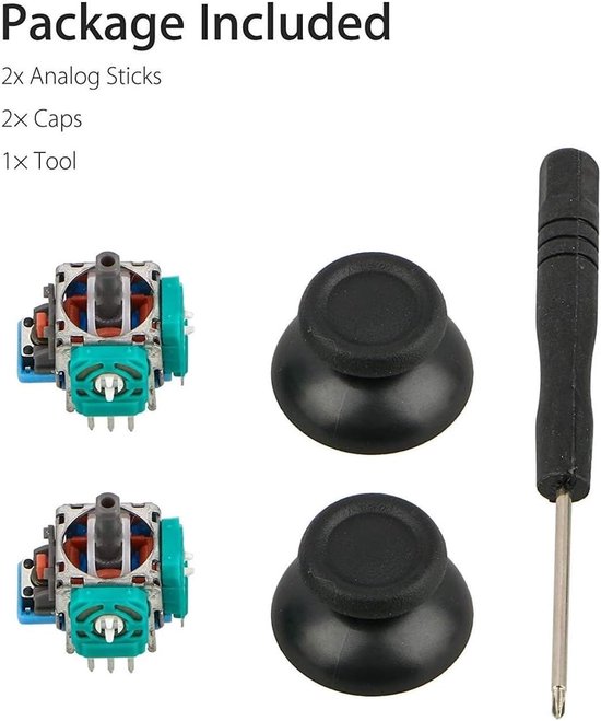 Analoge Sticks - Joystick Vervanging - Controller Reparatie - Voorkomt Drift - 2 Stuks - Zwart — afbeelding 2