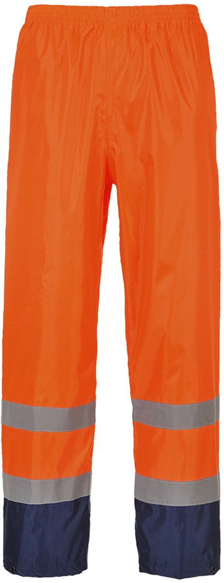 Portwest Hi-Vis Klassieke Tweekleuren Regenbroek H444 - Oranje/Marine - XL