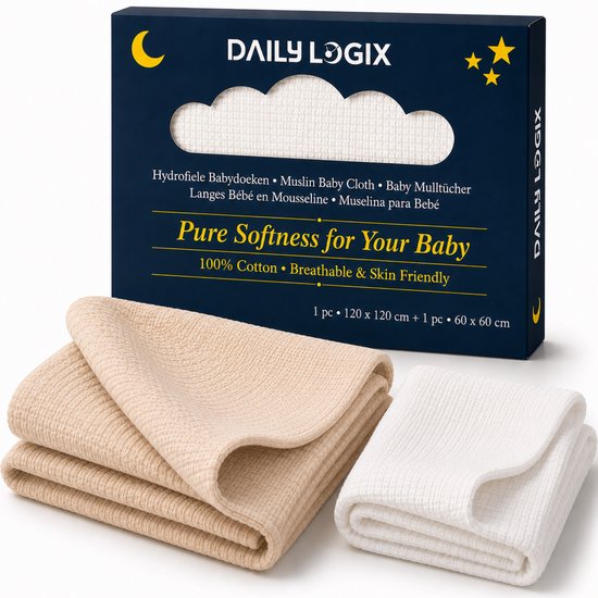 Daily Logix Hydrofiele Doeken Set 120×120 & 60×60 cm