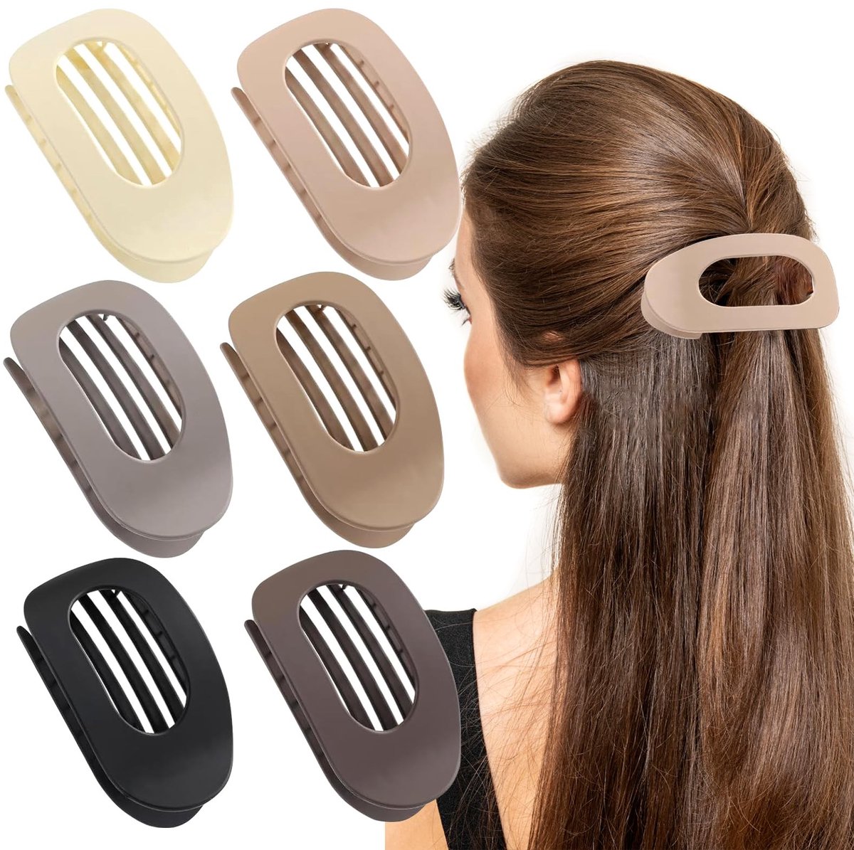 Dailygoods- Haarklemmen 6 Stuks - Franse Haarspelden - Platte Grip - Duurzaam Hars - Lichtgewicht - Elegante Design - Voor Diverse Kapsels - Haarspeld