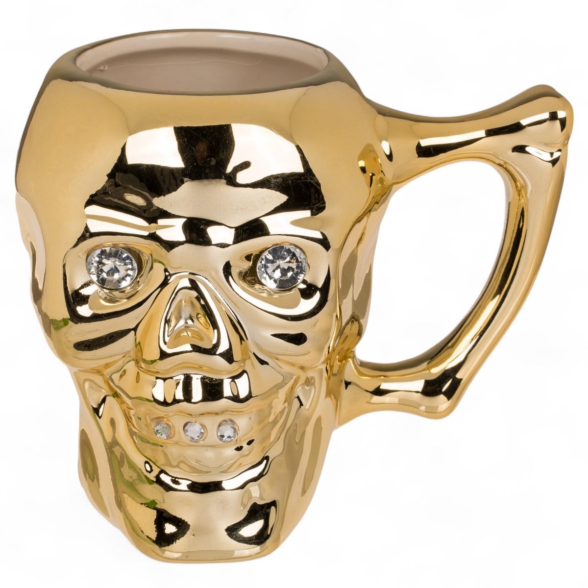 Dailygoods- Koffiemok 400 ml - Doodshoofd - Aardewerk - Stijlvolle Schedelmok - Halloween Mok - Glinsterend Design