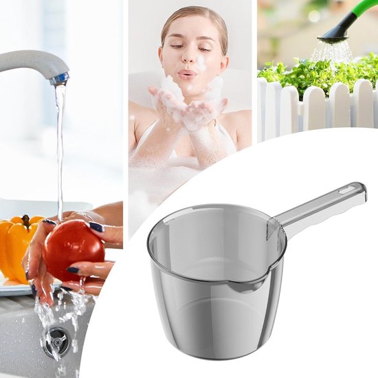 Waterschep - Badkan Lepel - Groenten Wassen - Transparant Ontwerp - 24 x 19.9 cm - Grijs — afbeelding 2