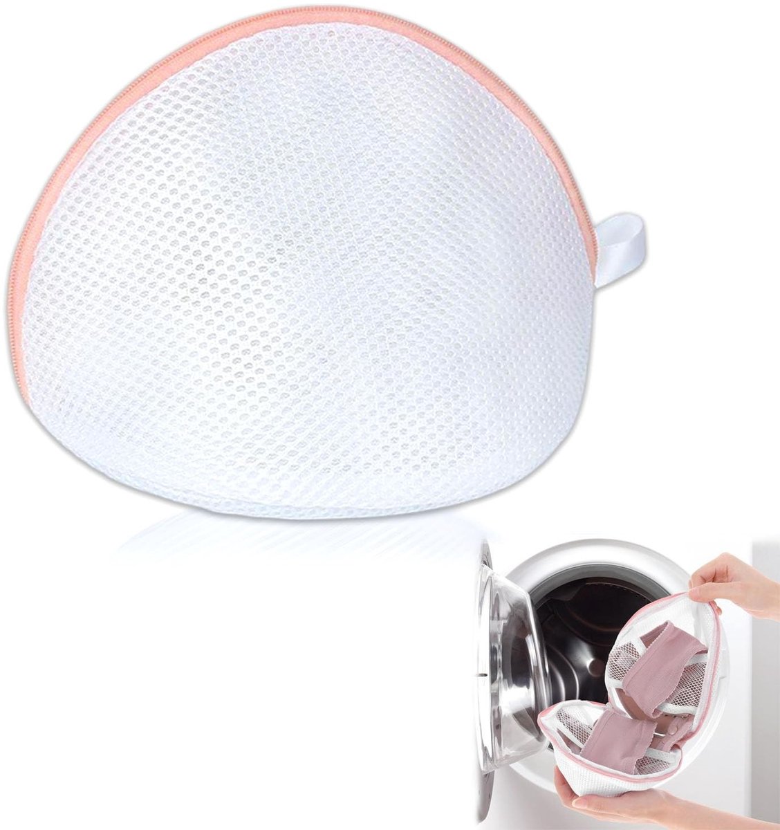 Dailygoods- Wasnet Groot - Waszak voor Ondergoed - Bescherming voor Beha's/Sokken - Wasnet met Rits - 1 Stuk - Roze Kleur