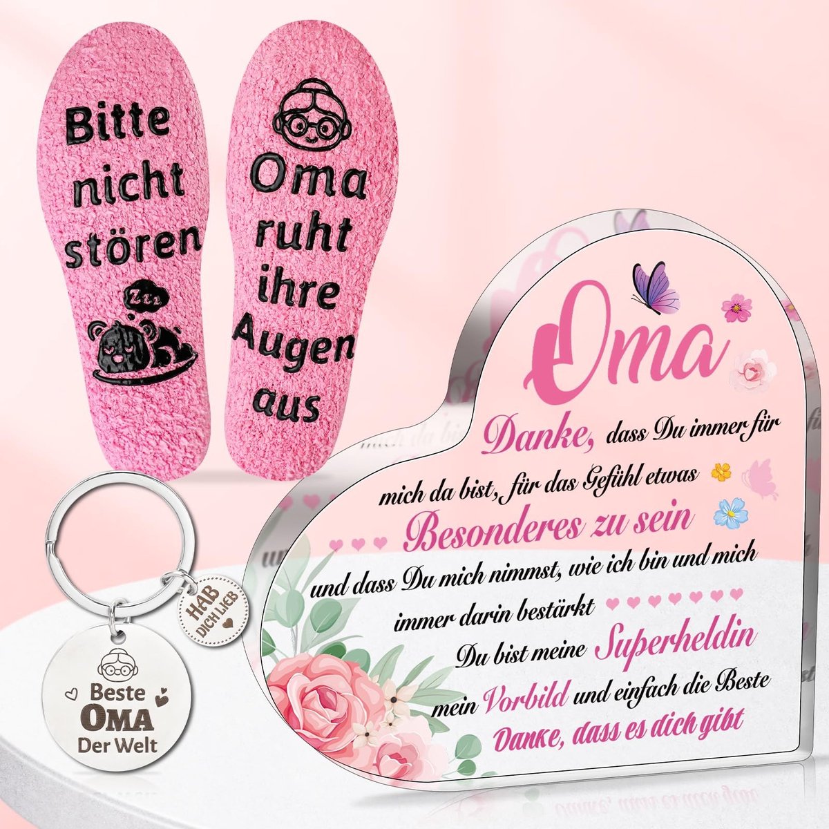 Dailygoods- Acrylblok Hartvormig Gegraveerd - Cadeau voor Oma - Decoratie Thuis - Verjaardagscadeau - Moederdagcadeau - Kerstcadeau