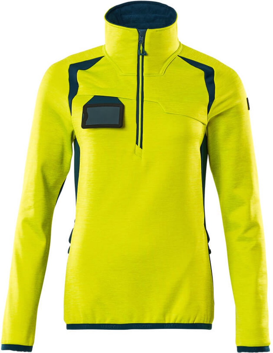 Mascot Accelerate Safe Fleecetrui met korte rits 19353-316 - hi-vis geel/donkerpetrol - 5XL