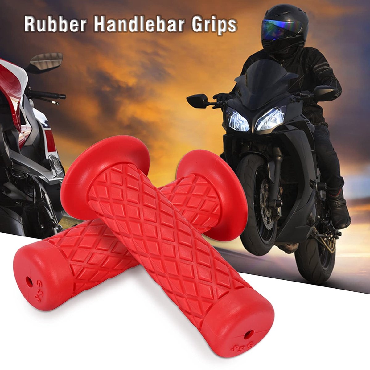 Dailygoods- Motorfietsgrepen Rubberen Handgrepen - 22 Mm Binnendiameter - Eenvoudige Installatie - Comfortgreep - Universele Montage - Geschikt voor Motorfiets - Motorhandgrepen