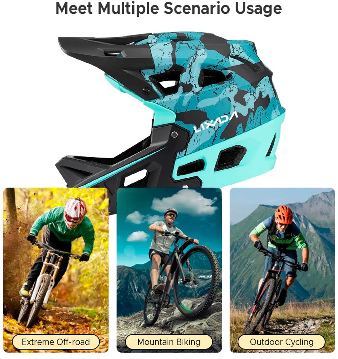 LUMÉ STORE Mountainbike Helm - MTB Helm - Fietshelm - Motorhelm - Scooterhelm - Afneembare Voering - Lichtgewicht - Maat M - Blauw – foto 2