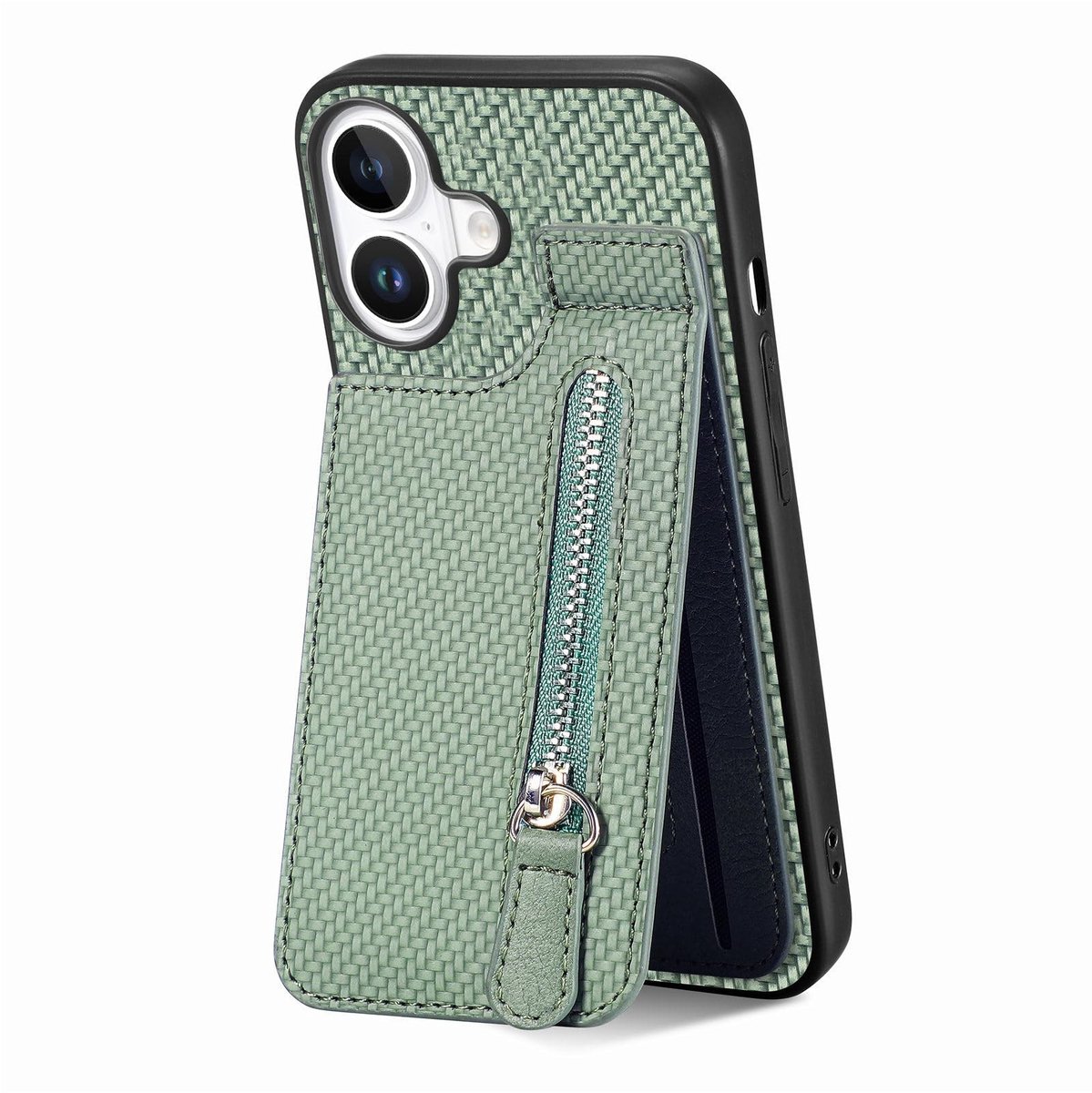 Dailygoods- Hoesje iPhone 25 - Lederen Flip Cover - Ritsportemonnee - Schokbestendig - Kaartsleuven - Magnetische Sluiting - Kickstand Functie - Portemonnee