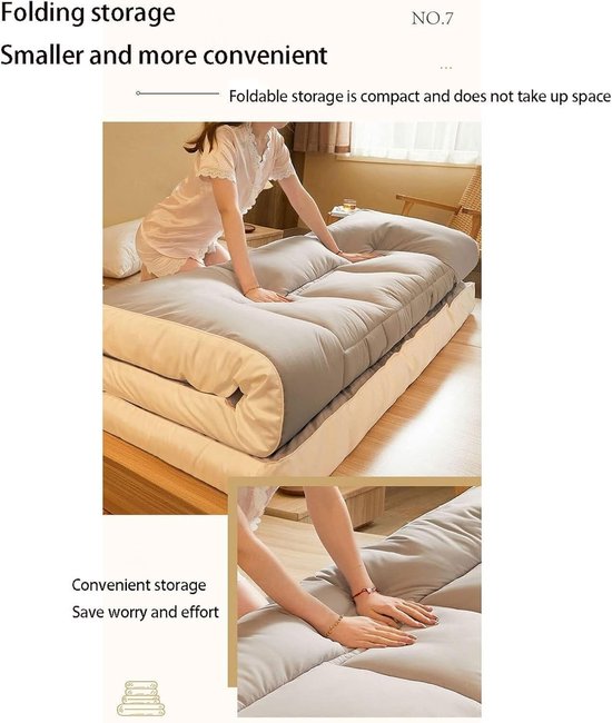 Futon Matras - Japanse Matras Vloerbed - Comfortabel Slapen - Drielaags Ontwerp - 120x200cm - E — afbeelding 3