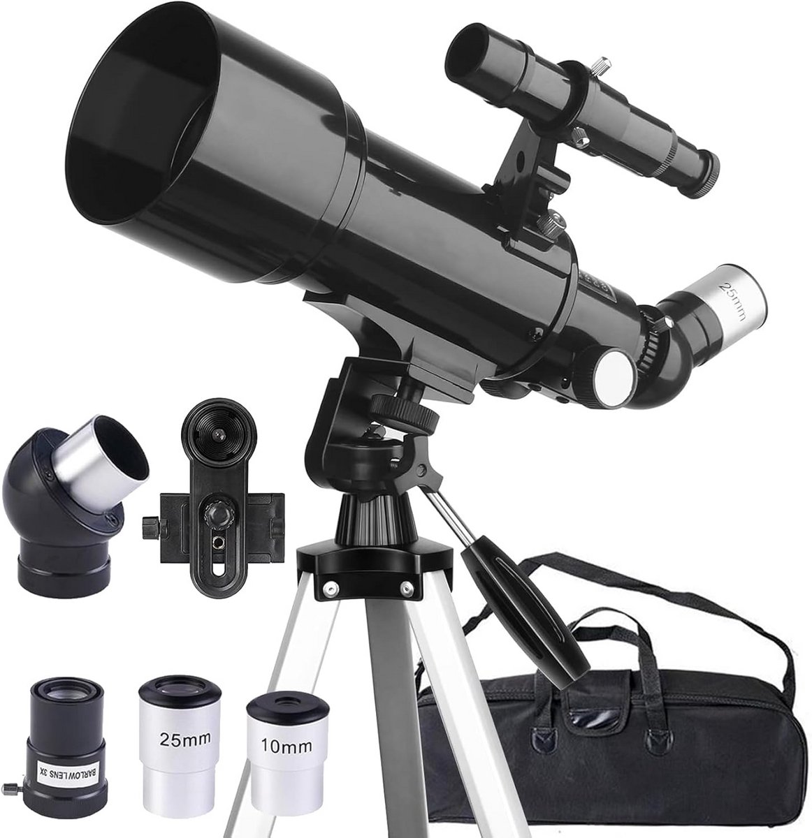 Astronomie Telescoop - Sterrenkijker Kinderen - Natuur Ontdekken - FMC Lens - 70 mm Apertuur - Zwart