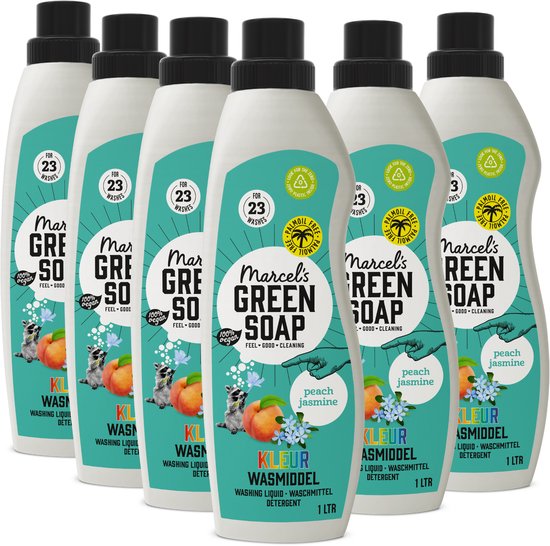 Marcel's Green Soap Kleur Wasmiddel - Perzik & Jasmijn - 6 x 1L - 139 wasbeurten