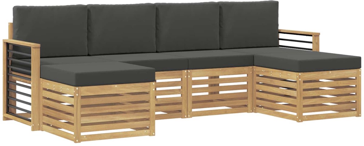 vidaXL Buiten - bank - set - 6 - st - 6-zits - Wit - en - antracietkleurig - Polyester Wit en antracietkleurig
