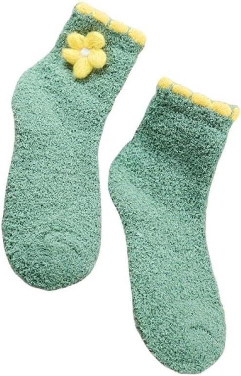 Warme Sokken - Huissokken Fleece - Comfort Thuis - Zachte Coral Fleece - 3 Paar - Groen