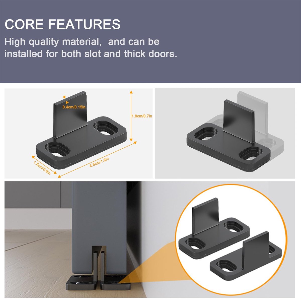 Dailygoods- Vloergeleider Verstelbaar - Bodemgeleiding - Kunststof - Schuifdeur - Staldeur - Afmetingen 4,5 x 1,8 x 1,5 cm - Deurgids