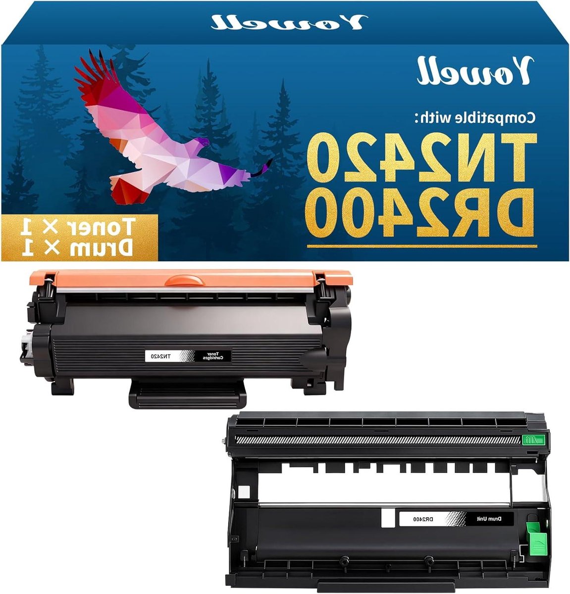 1 x TN2420 toner en 1 x DR2400 trommel, compatibel met Brother TN2420, TN2410 toner voor Brother MFC-L2710DW, MFC-L2710DN, MFC-L2750DW, MFC-L2730DW, HL-L2350DW, HL-L2310D, DCP-L2530DW, DCP-L25100DW