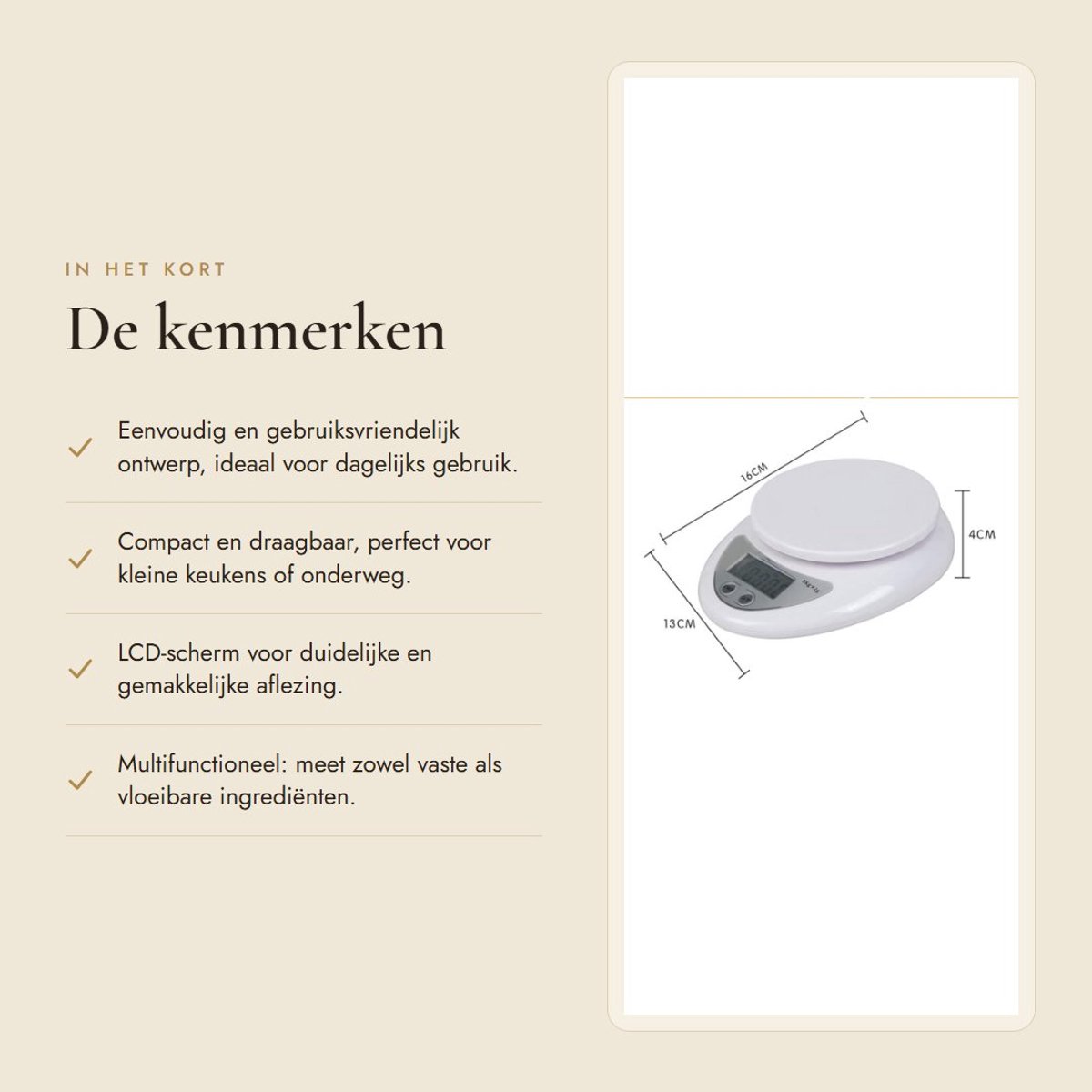 Dailygoods- Keukenweegschaal Digitaal 11lb/5kg - Multifunctioneel - Ultra Dun - Precisie Weegschaal - Voor Voeding - Afmetingen 16x13x4 cm