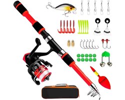 Fishing Rod Set for Children, Children's Fishing Rod Starter Set with Fishing Reel and Bait, Portable Kids Fishing Rod Set, Complete Fishing Accessories Set with Carry Bag, Telescopic Fishing