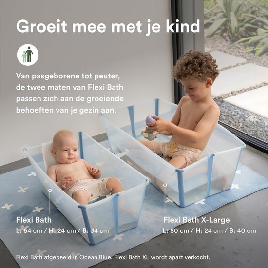 Stokke Flexi Bath (Sandy Beige) met houder voor pasgeborenen - duurzaam en gemakkelijk op te bergen - comfortabel thuis of onderweg - ideaal voor pasgeborenen tot 48 maanden van Stokke — afbeelding 3