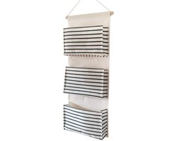 EBETA E Hanging Organiser for Door, Wall Organizer, Utensil Bag, Hanging Storage Bag for Entrance, Wardrobe, Bathroom, 3 Large Compartments (Blue)