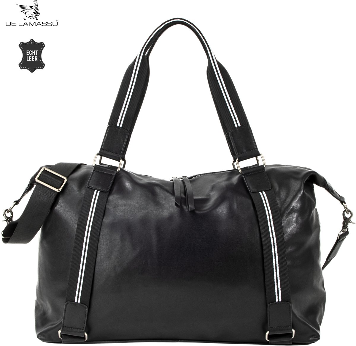DE LAMASSU® Leren Weekendtas - Reistas Dames en Heren - 35 Liter - Echt Leer - Sporttas - Handbagage Tas - Schoudertas - 50 x 25 x 28 cm