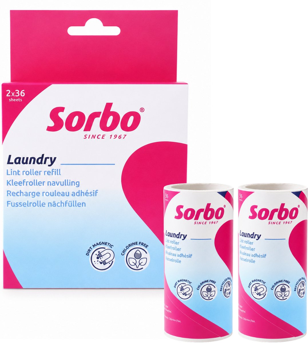 Sorbo Kledingroller Navulling - 2 Rollen x 36 Vellen - Pluizenroller Refill - Voor Kleding en Meubels