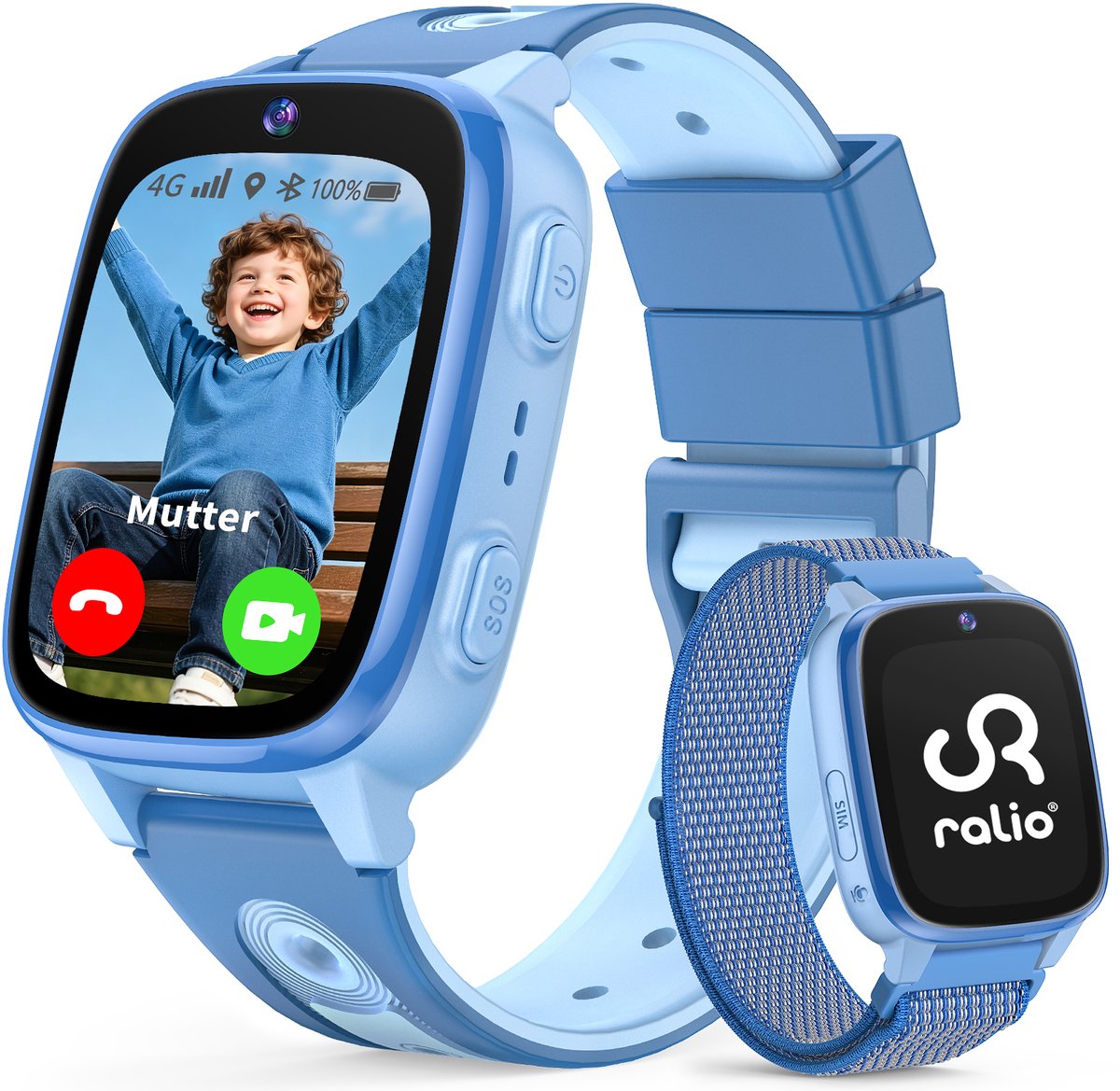 Ralio GPS horloge kind - 4G - Smartwatch Kinderen Met Simkaart - Video bellen& SOS-knop - GPS Tracker Kind - Schoolmodus - Waterdicht Kinderhorloge - Stappenteller, Geofencing -Cadeaus voor Jongens en Meisjes