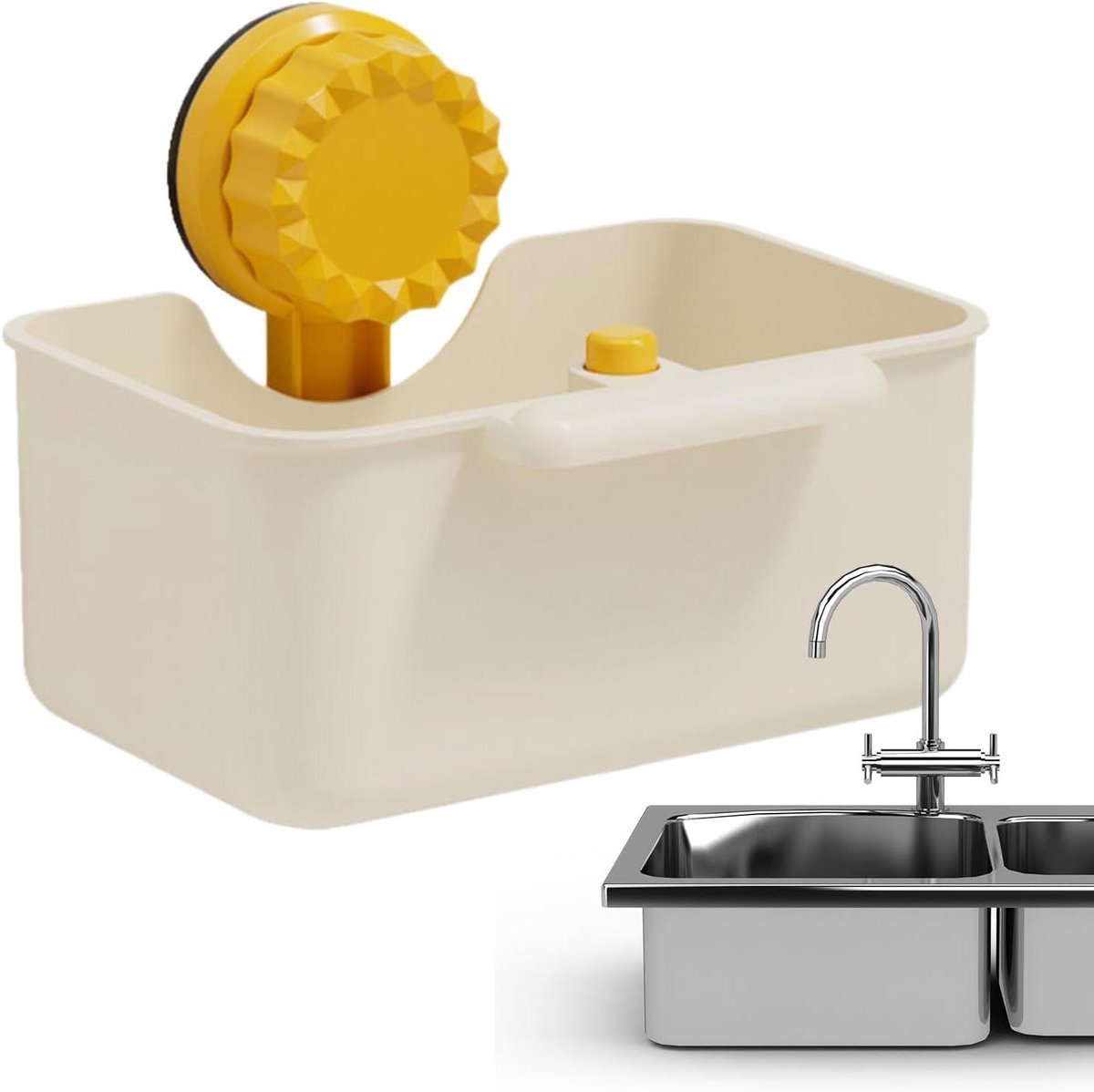 Afvoerzeefmand - Keuken Zeef - Voedsel Resten Vangen - Met Zuignap - 15x10x7 cm - Wit