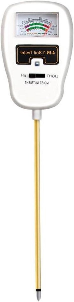 Bodemvochtmeter PH-Tester - Plantenmeter Vochtigheid - Plantenverzorging Binnen - 4-in-1 Multifunctioneel - 28 x 7 x 4 cm - Fotokleur