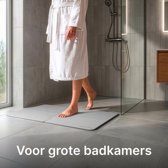 Minismus Diatomite Sneldrogende Badmat Extra Groot - Licht Grijs 80x50cm - Antislip Douchemat Binnen 30 Seconde Droog - Absorberende Badmat - Douche Mat - Diatomiet Badmat - Stenen Badmat - Badkamer Mat - WC Mat
