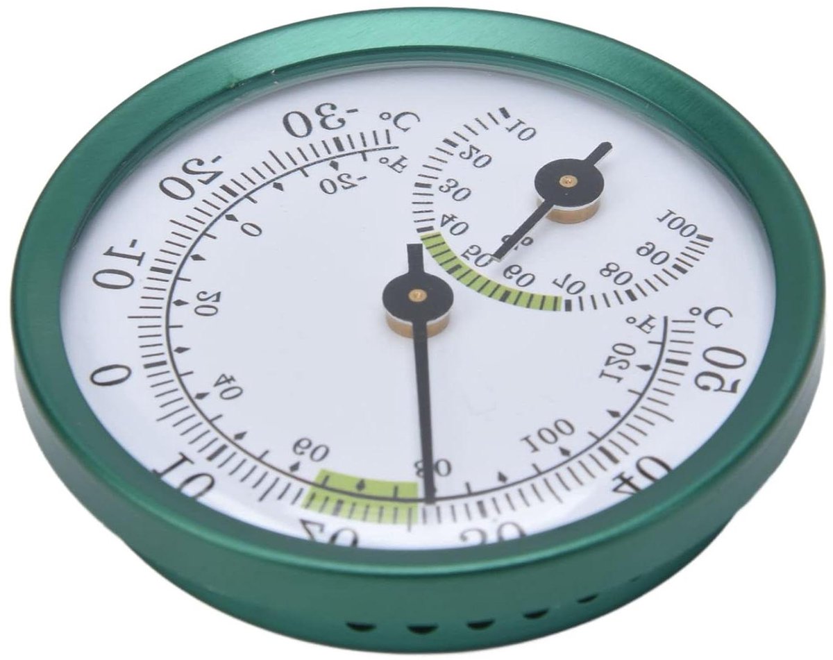 Temperatuur Luchtvochtigheidsmeter - Weerstation Binnen - Klimaat Monitoren - Geen Batterij Nodig - 5.6 x 5.6 cm - Groen