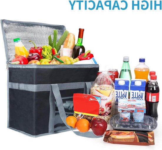 Grote geïsoleerde tas voor warme of koude voeding, veelzijdige koel tas, perfect als boodschappentas, thermotas en warmhoudtas. van Merkloos — afbeelding 2