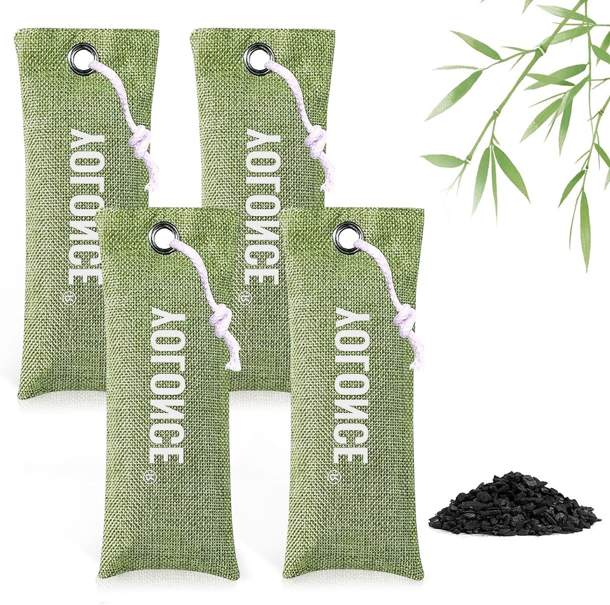 Actieve bamboe-koolzakken voor geurverwijdering, luchtverfrisser voor schoenen en ruimtes, snelle absorptie en milieuvriendelijk (groen)