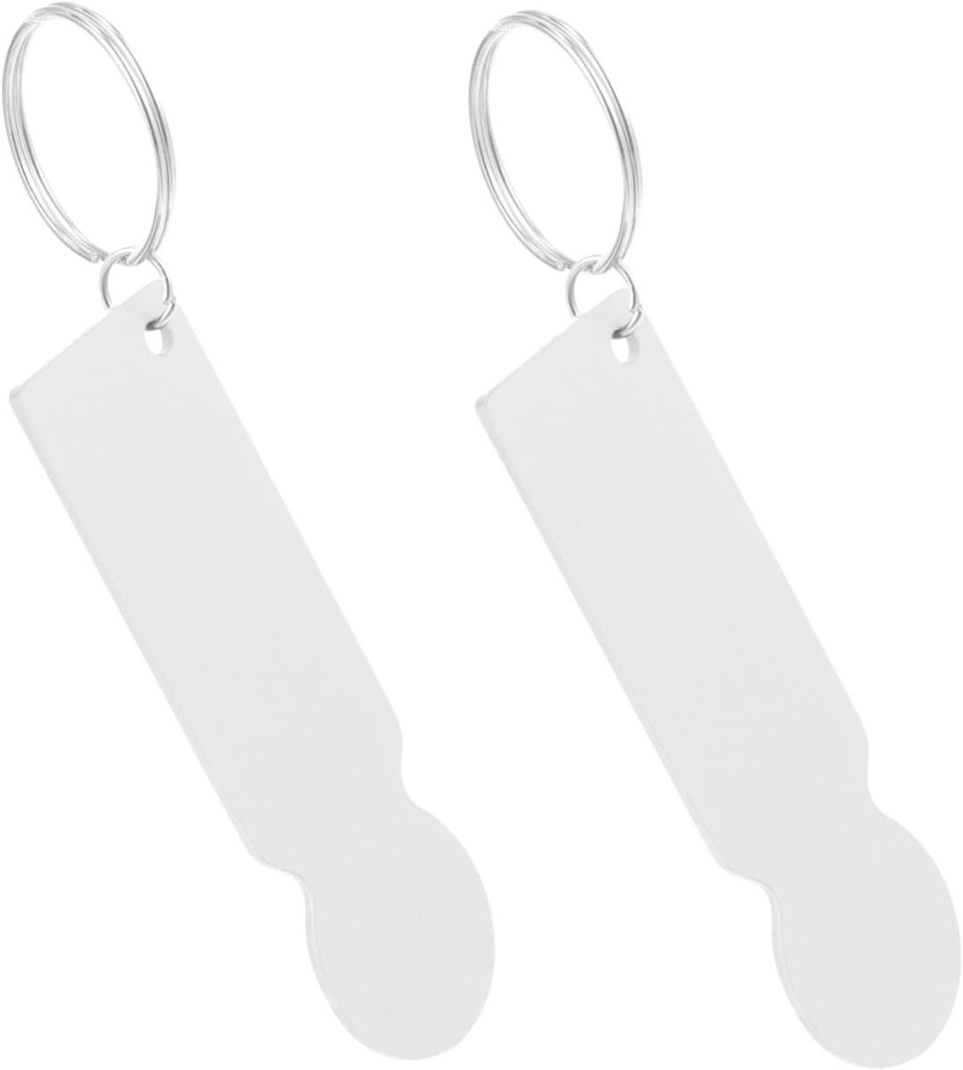 Winkelwagenmuntjes - Sleutelhanger tokens - Boodschappen doen - Roestvrij staal - 2 stuks - Wit