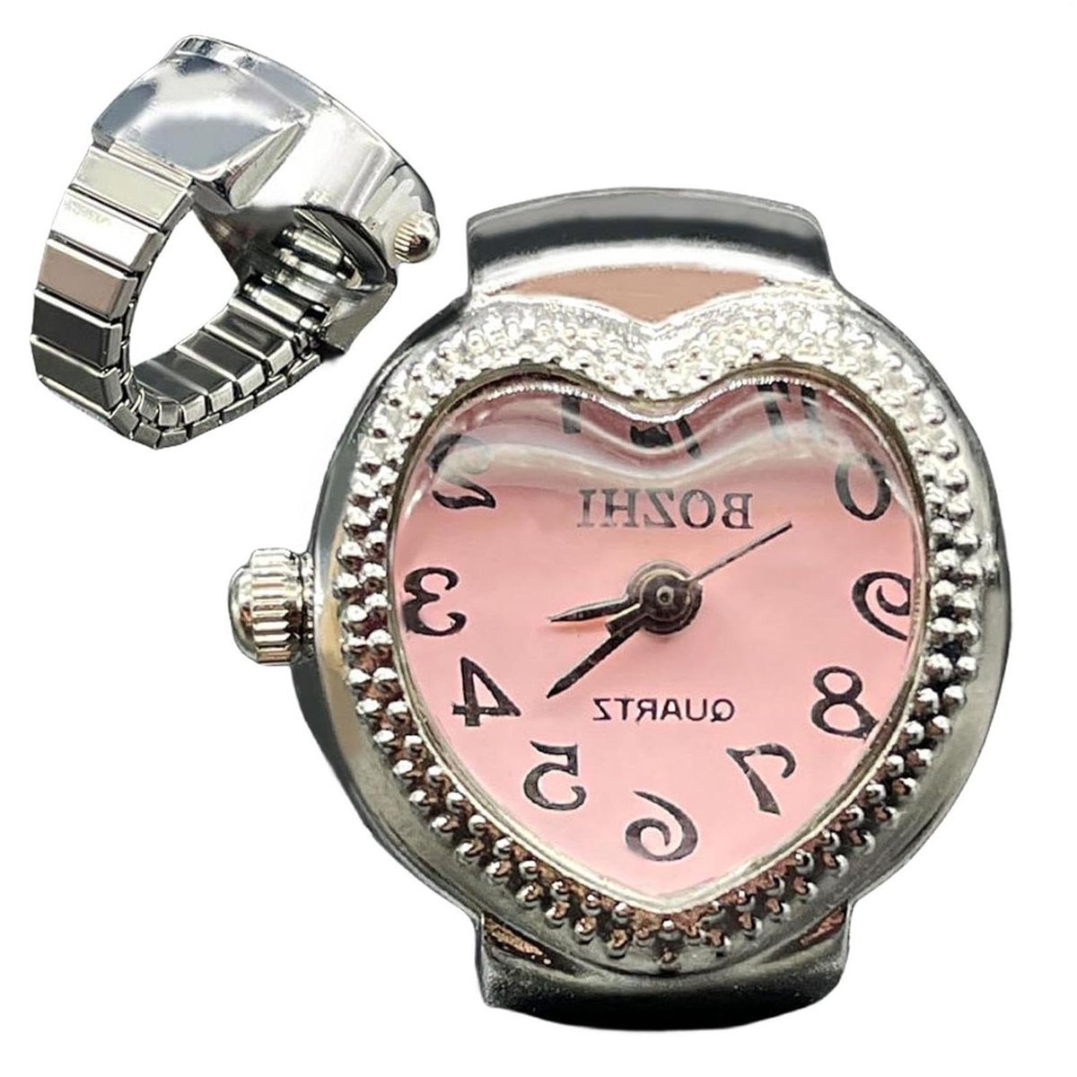 Vintage ringhorloge - Uniek horloge - Mode accessoire - Hartvorm design - 5 cm - Roze