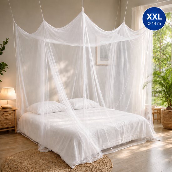 Moustiquaire XXL - 2 Personnes 240x220cm - Flystopper K1402 - Moustiquaire avec sac de voyage - Moustiquaire carrée avec 2 ouvertures