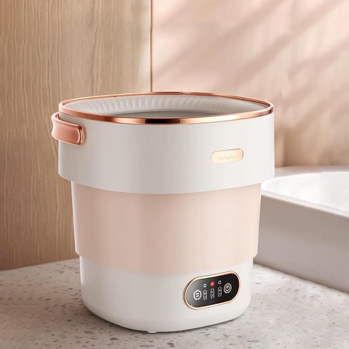 Draagbare Mini Wasmachine Opvouwbare Wasmachine Kleine Kleding Wassen Met Afvoermand 18 Liter Capaciteit Roze
