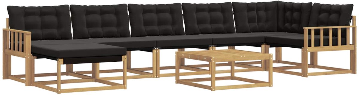 vidaXL Buiten - bank - set - 8 - st - 7-zits - Wit - en - zwart Wit en zwart