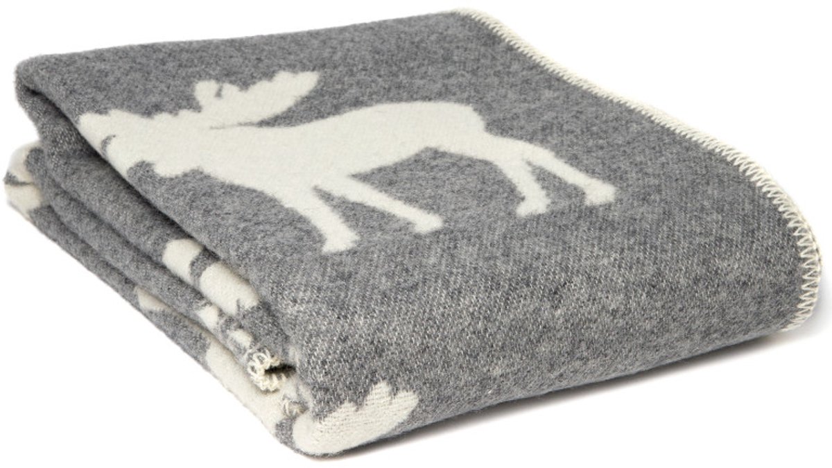 WOOOL Wollen Deken - DEER (Grijs) - 130x200cm - Omkeerbaar Grijs (DEER)