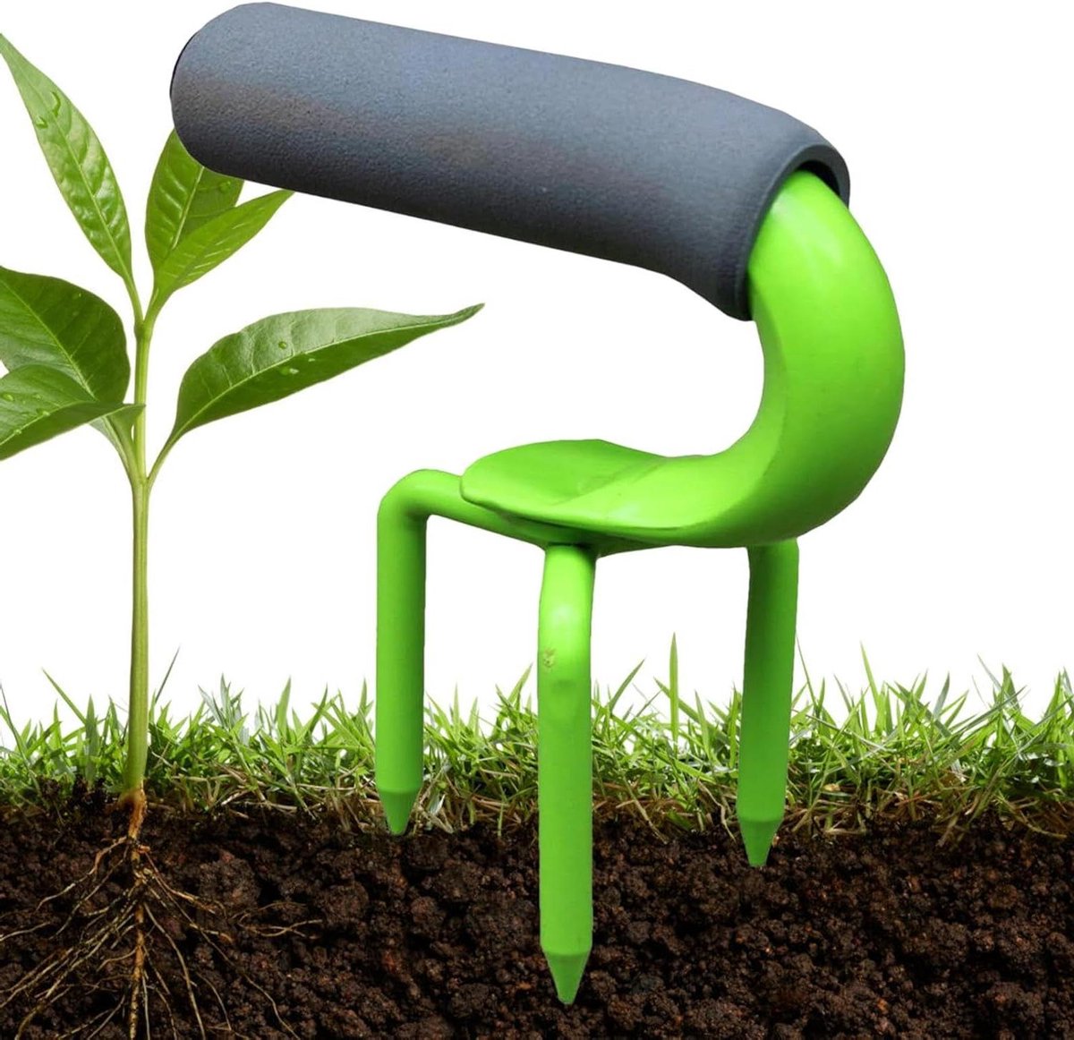 Handhark Tuingereedschap - Tuinklauw Onkruidsteker - Bodem Losmaken - Ergonomische Handgreep - 1 Aantal - Groen