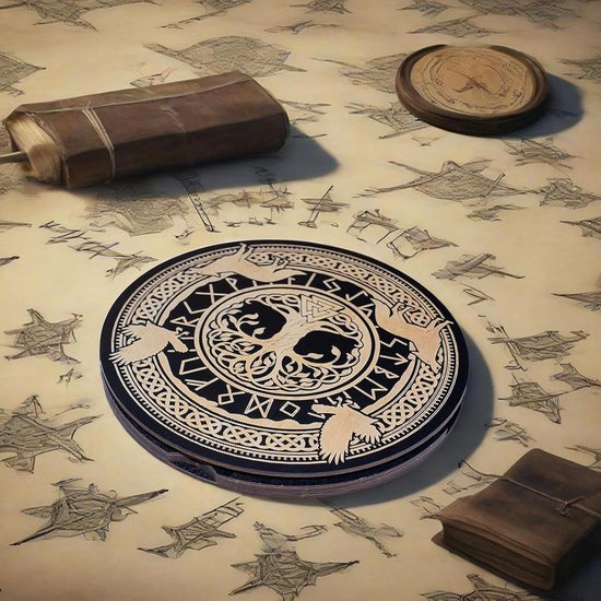 Runen Set - Meditatiehulpmiddelen Divinatie - Spirituele Rituelen - Magnetische Houten Doos - 23 x 23 x 1.5 cm - Houtkleur — afbeelding 2