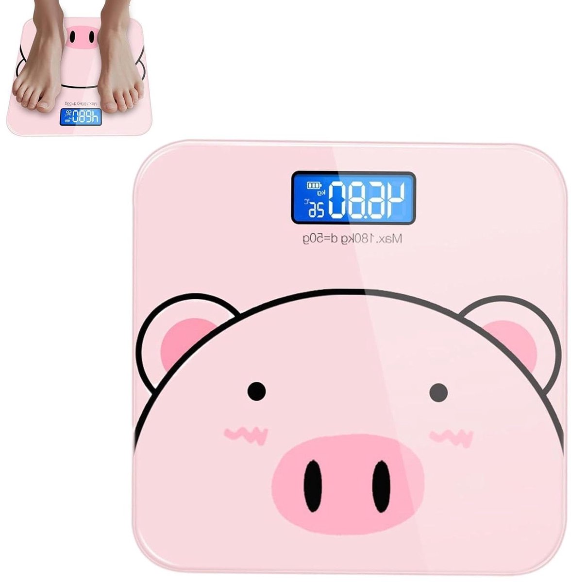 Digitale Personenweegschaal - Lichaamsweegschaal Slim - Gezondheid Monitoren - Hoge Nauwkeurigheid - 29 x 29 x 4 cm - Uniek