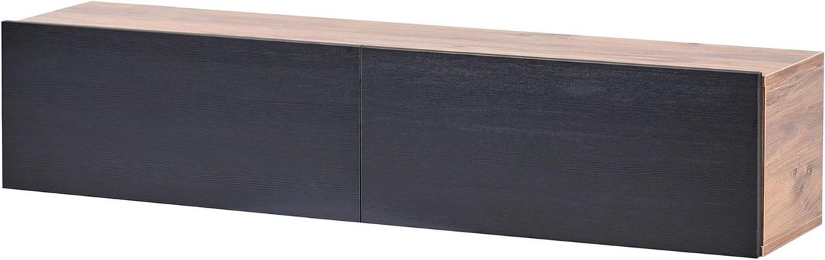 Zwevende TV Kast - Wandmeubel Media Console - Woonkamer Inrichting - Twee Opbergkasten - 140x32x30 cm - Zwart