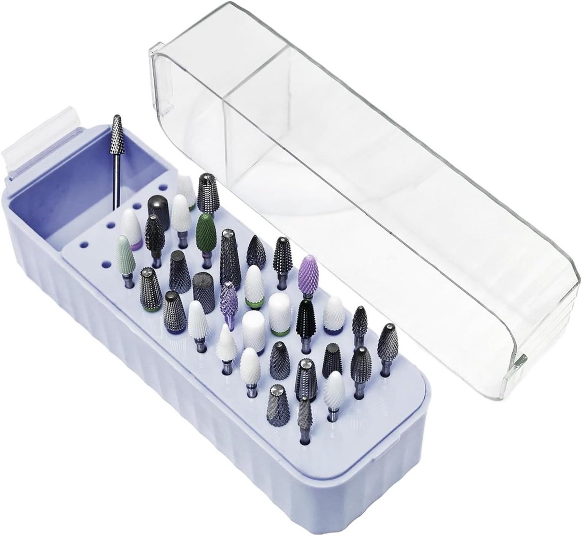 Nagelboorhouder - Pedicurehouder organizer - Manicure prep - Stofdicht dekselontwerp - 40-gaats - Transparant
