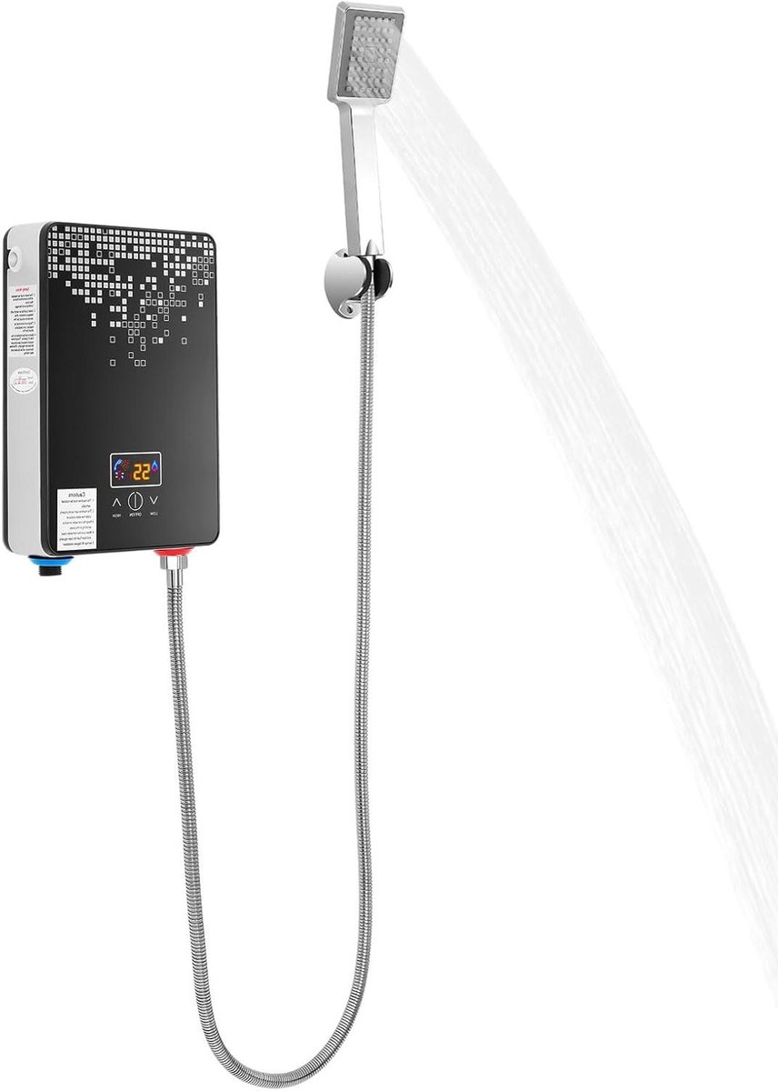 Doorstroomboiler Elektrisch - Directe Verwarming Klein - Direct Warm Water - Temperatuur Instelbaar - 6500 W - Zwart